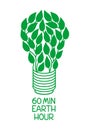 Earth Hour and Green Energy. Lamp of leaves on a white background. Symbolic picture. Vector graphics.